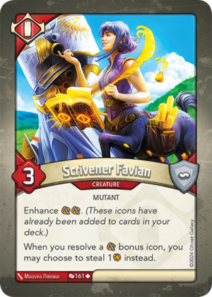 Scrivener Favian (Redemption), a KeyForge card illustrated by Mutant