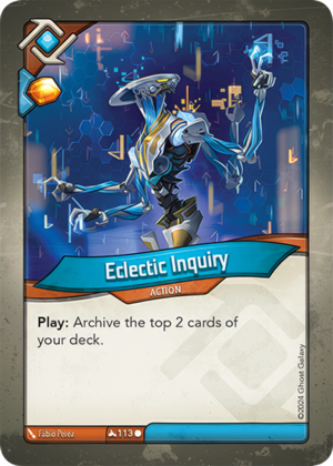 Eclectic Inquiry, a KeyForge card illustrated by Fábio Perez