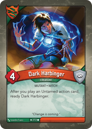 Dark Harbinger, a KeyForge card illustrated by Leandro Franci