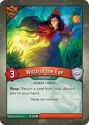Witch of the Eye, a KeyForge card illustrated by Maria Poliakova