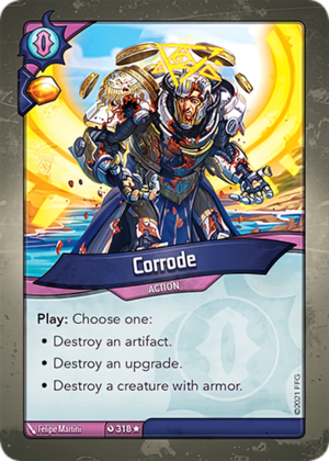 Corrode, a KeyForge card illustrated by Felipe Martini