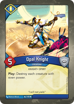 Opal Knight, a KeyForge card illustrated by Matthew Mizak