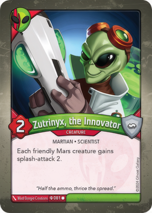 Zutrinyx, the Innovator (Ironyx Rebels), a KeyForge card illustrated by Martian