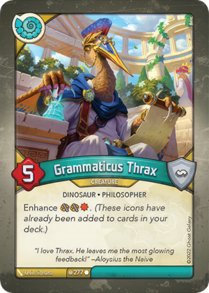 Grammaticus Thrax, a KeyForge card illustrated by Kevin Sidharta