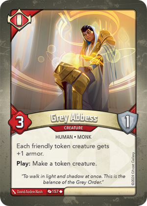 Grey Abbess (Redemption), a KeyForge card illustrated by Human