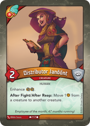 Distributor Janŏŏnt, a KeyForge card illustrated by Human