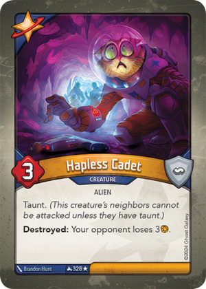 Hapless Cadet, a KeyForge card illustrated by Brandon Hunt