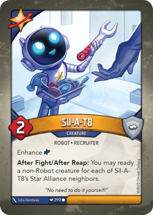 Sil-A-T8, a KeyForge card illustrated by Julia Alentseva