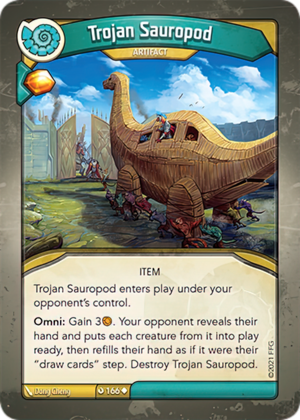 Trojan Sauropod, a KeyForge card illustrated by Dong Cheng