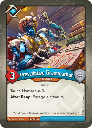 Prescriptive Grammarbot, a KeyForge card illustrated by Caravan Studio