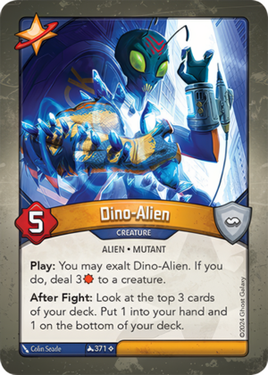 Dino-Alien, a KeyForge card illustrated by Colin Searle