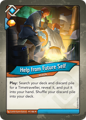 Help from Future Self, a KeyForge card illustrated by Gizelle Karen Baluso