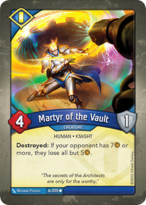 Martyr of the Vault, a KeyForge card illustrated by Wirawan Pranoto