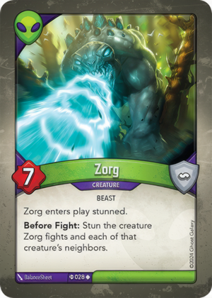 Zorg (Elders), a KeyForge card illustrated by BalanceSheet