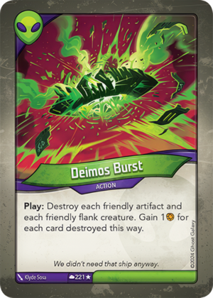 Deimos Burst, a KeyForge card illustrated by Klyde Sosa