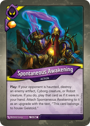 Spontaneous Awakening, a KeyForge card illustrated by Michele Giorgi