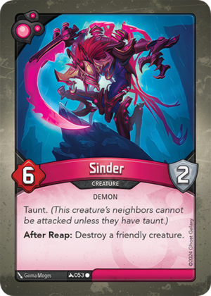 Sinder, a KeyForge card illustrated by Demon