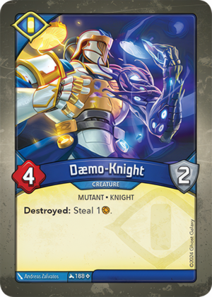 Dæmo-Knight, a KeyForge card illustrated by Andreas Zafiratos