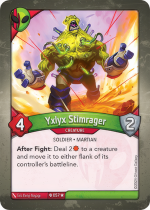 Yxlyx Stimrager (Ironyx Rebels), a KeyForge card illustrated by Martian