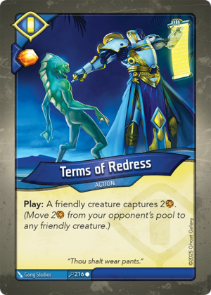 Terms of Redress, a KeyForge card illustrated by Gong Studios