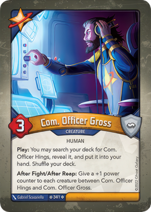 Com. Officer Gross, a KeyForge card illustrated by Gabriel Scavariello