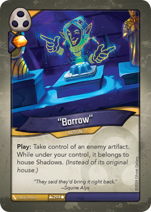 “Borrow”, a KeyForge card illustrated by David Tenorio