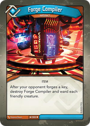 Forge Compiler, a KeyForge card illustrated by BalanceSheet