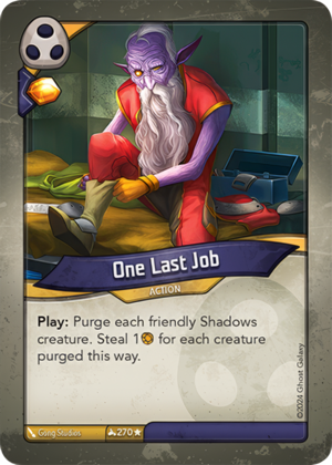 One Last Job, a KeyForge card illustrated by Gong Studios