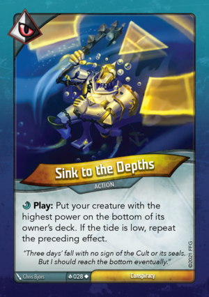 Sink to the Depths, a KeyForge card illustrated by Chris Bjors