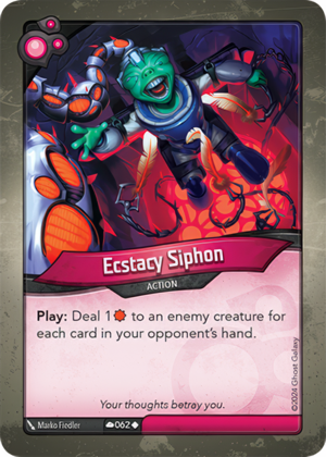 Ecstacy Siphon, a KeyForge card illustrated by Marko Fiedler