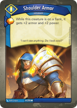 Shoulder Armor, a KeyForge card illustrated by Josh Corpuz