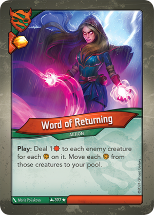 Word of Returning, a KeyForge card illustrated by Maria Poliakova