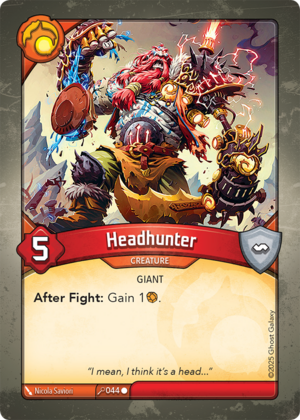 Headhunter, a KeyForge card illustrated by Nicola Saviori