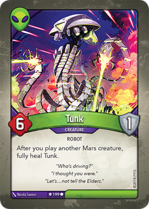 Tunk, a KeyForge card illustrated by Robot