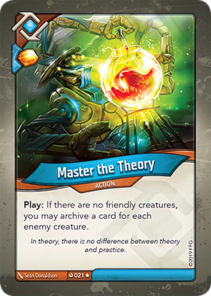 Master the Theory, a KeyForge card illustrated by Sean Donaldson