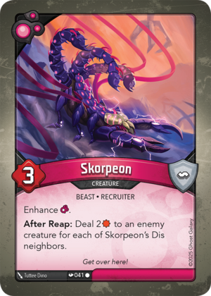 Skorpeon, a KeyForge card illustrated by Tuttee Dino