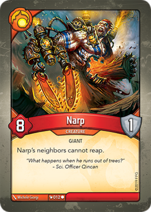 Narp, a KeyForge card illustrated by Michele Giorgi
