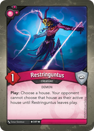 Restringuntus, a KeyForge card illustrated by Timur Shevtsov