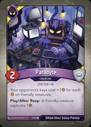 Parabyte, a KeyForge card illustrated by Leandro Notado