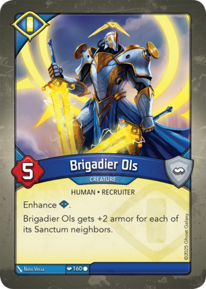Brigadier Ols, a KeyForge card illustrated by Nino Vecia