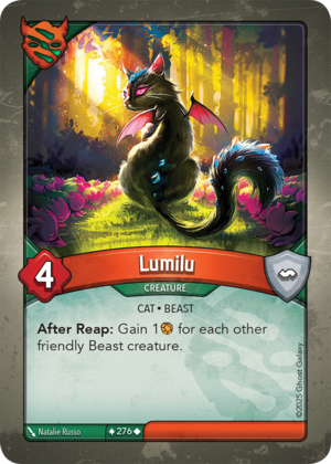 Lumilu, a KeyForge card illustrated by Natalie Russo