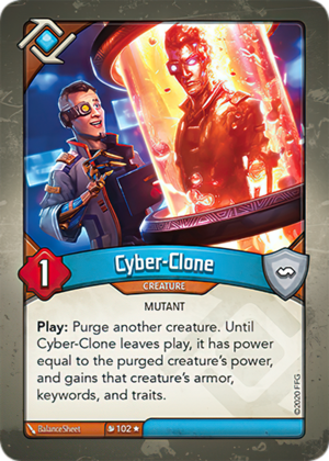 Cyber-Clone, a KeyForge card illustrated by BalanceSheet