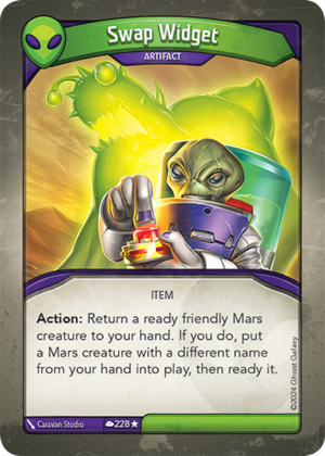 Swap Widget, a KeyForge card illustrated by Caravan Studio