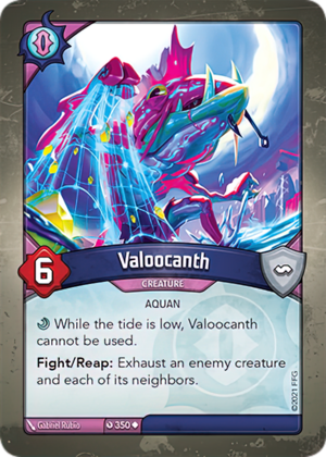 Valoocanth, a KeyForge card illustrated by Gabriel Rubio