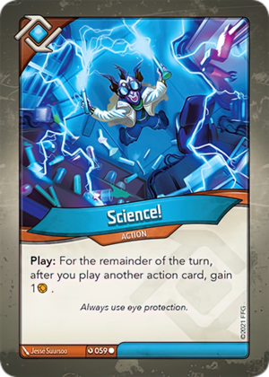 Science!, a KeyForge card illustrated by Jessé Suursoo
