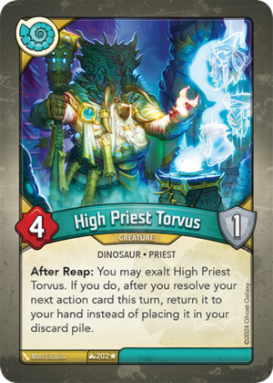 High Priest Torvus, a KeyForge card illustrated by Dinosaur