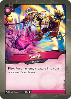 Banish, a KeyForge card illustrated by Michele Giorgi