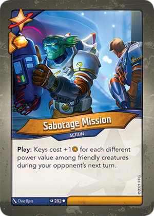 Sabotage Mission, a KeyForge card illustrated by Chris Bjors