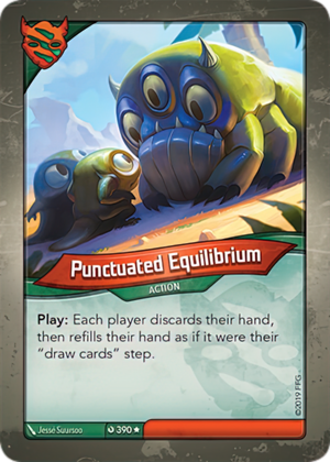 Punctuated Equilibrium, a KeyForge card illustrated by Jessé Suursoo