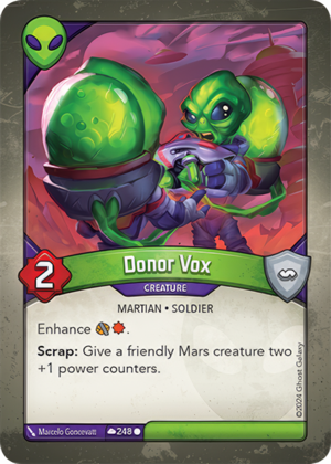 Donor Vox, a KeyForge card illustrated by Martian